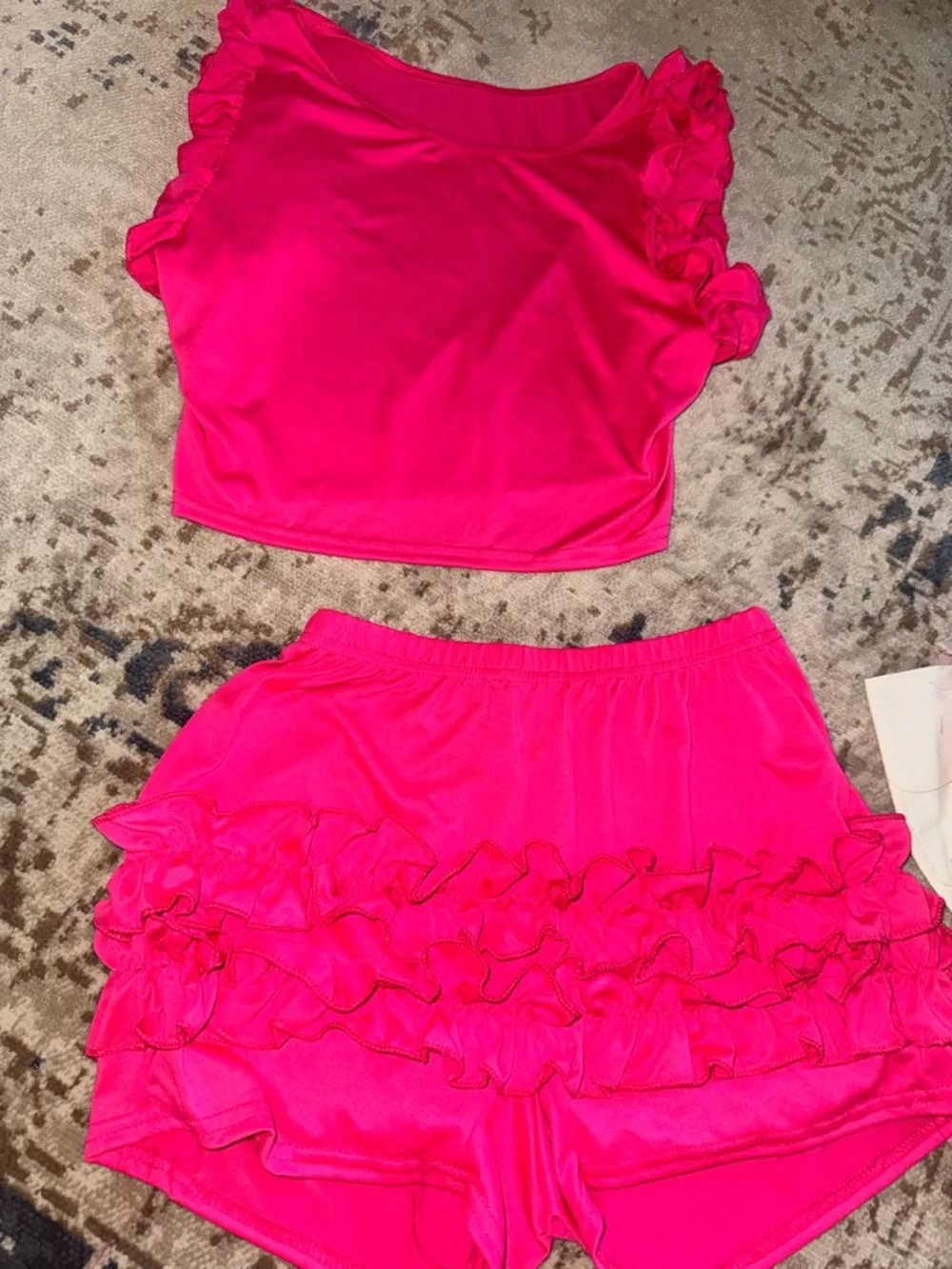 Hot Pink Ruffle Two-Piece Set - Picture 2 of 2